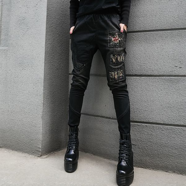women's jeans korean ladies punk pencil pants womens vintage stretch black trousers female denim harem streetwear lt167s30, Blue
women's jeans korean ladies punk pencil pants womens vintage stretch black trousers female denim harem streetwear lt167s30, Blue