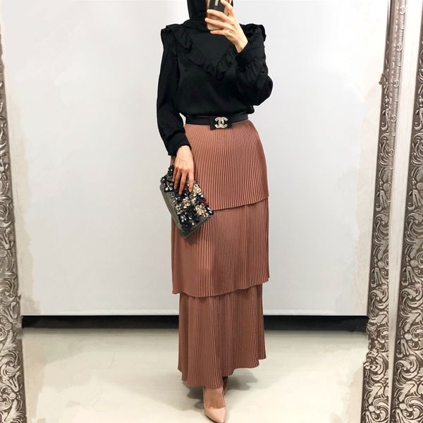 high waist pleated skirt women muslim fashion vintage multi-layer cake skirts for ankle-length ladies elegant islamic cothing, Black
high waist pleated skirt women muslim fashion vintage multi-layer cake skirts for ankle-length ladies elegant islamic cothing, Black