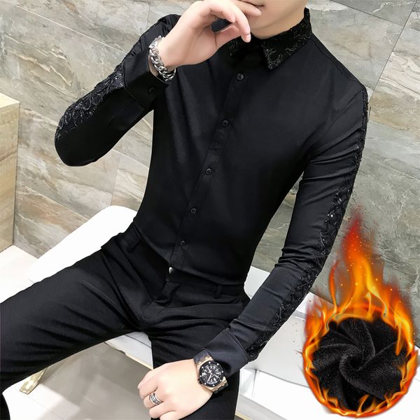 men dress shirt autumn winter thick shirt men casual slim fit warm streetwear shirts for clothes night club blouses, White;black
men dress shirt autumn winter thick shirt men casual slim fit warm streetwear shirts for clothes night club blouses, White;black