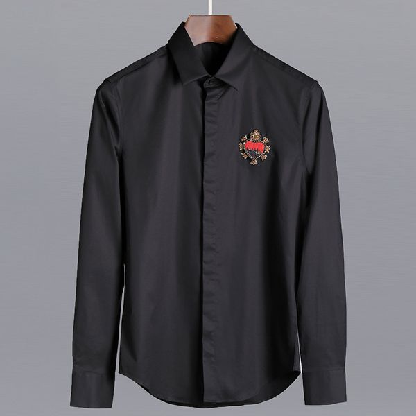 2019 badge of love embroidery long sleeve shirt men casual street wear slim fit mens dress shirts camisas hombre, White;black
2019 badge of love embroidery long sleeve shirt men casual street wear slim fit mens dress shirts camisas hombre, White;black
