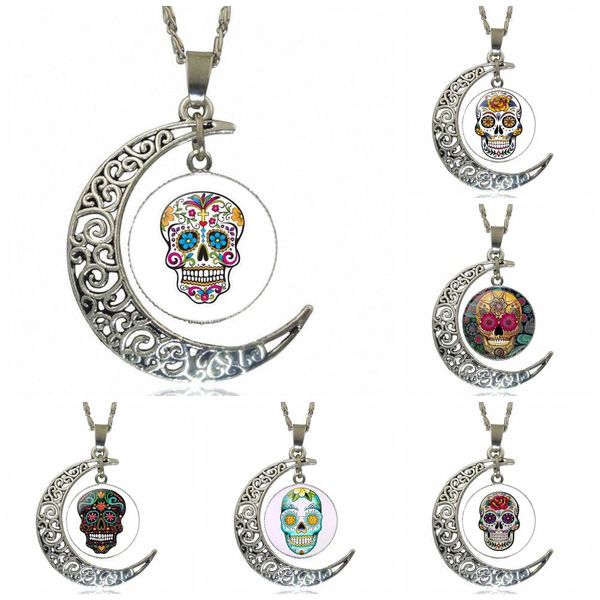 for men women party gift mexico sugar skull fashion vintage necklaces & pendants necklace with crescent moon glass, Silver
for men women party gift mexico sugar skull fashion vintage necklaces & pendants necklace with crescent moon glass, Silver