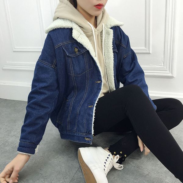 fashion spring autumn winter new 2019 women lambswool jean coat with 4 pockets long sleeves warm jeans coat outwear wide jacket, Black
fashion spring autumn winter new 2019 women lambswool jean coat with 4 pockets long sleeves warm jeans coat outwear wide jacket, Black