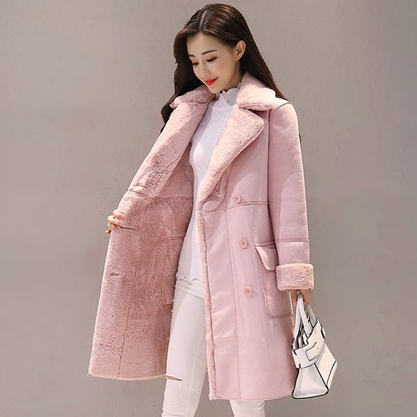 women suede fur winter coat 2019 fashion thick faux sheepskin long jacket overcoat female solid warm trench coats, Black
women suede fur winter coat 2019 fashion thick faux sheepskin long jacket overcoat female solid warm trench coats, Black