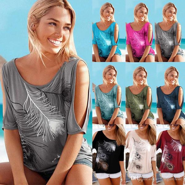 women summer 2019 tshirt casual short sleeve tees off shoulder feather print t-shirt o-neck loose plus size 5xl shirts, White
women summer 2019 tshirt casual short sleeve tees off shoulder feather print t-shirt o-neck loose plus size 5xl shirts, White