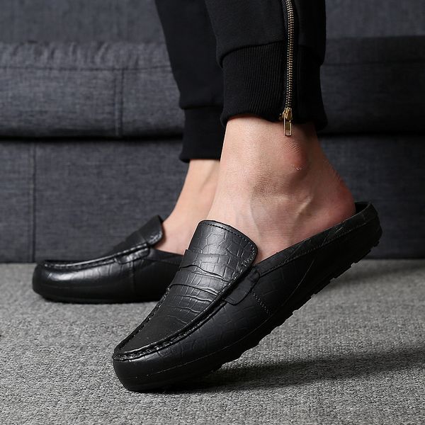 slippers half drag casual sandals shoes men no heels lazy peas comfortable slip on loafers man easy to put and take off, Black
slippers half drag casual sandals shoes men no heels lazy peas comfortable slip on loafers man easy to put and take off, Black