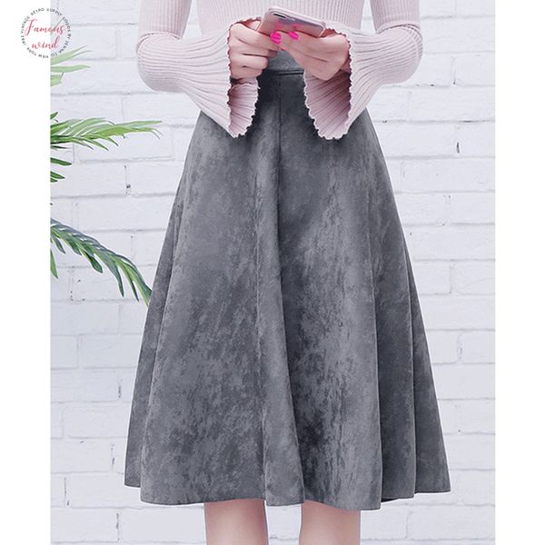 women suede high waist polyester midi skirt 2020 summer vintage style elastic ladies a line black green flare fashion skirt s29a4
women suede high waist polyester midi skirt 2020 summer vintage style elastic ladies a line black green flare fashion skirt s29a4