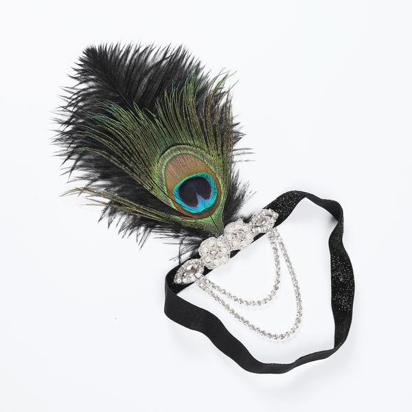 art deco 20th century peacock feather headdress gatsby feather headband, Golden;silver
art deco 20th century peacock feather headdress gatsby feather headband, Golden;silver