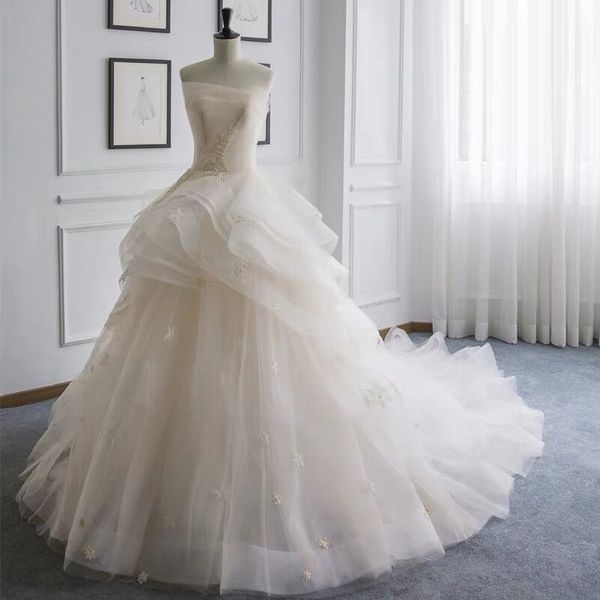 iovry/light champagne ball gown wedding dress strapless zipper back sweep train applique with beads, White
iovry/light champagne ball gown wedding dress strapless zipper back sweep train applique with beads, White