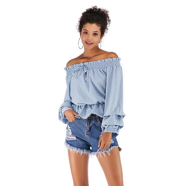 popular women's wear one - word collars strapless chiffon shirt point bubble sleeve shirt women, White
popular women's wear one - word collars strapless chiffon shirt point bubble sleeve shirt women, White