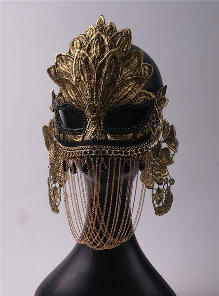 golden chain covering half face mask men and women lace party masquerade halloween venice mask
golden chain covering half face mask men and women lace party masquerade halloween venice mask
