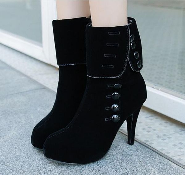 winter new button female zippered round head boots with high heel women's boots high heel shoes women comfortable wild fashion bare, Black
winter new button female zippered round head boots with high heel women's boots high heel shoes women comfortable wild fashion bare, Black