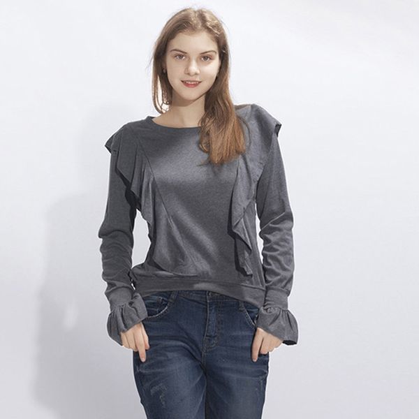 autumu knitted pullovers casual solid color ruffled sweaters for women long sleeve autumn jumper, White;black
autumu knitted pullovers casual solid color ruffled sweaters for women long sleeve autumn jumper, White;black