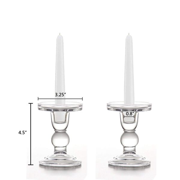 clear glass pillar candle holder, dual use taper candle stand for pillar or taper candlesticks (2 pack
clear glass pillar candle holder, dual use taper candle stand for pillar or taper candlesticks (2 pack
