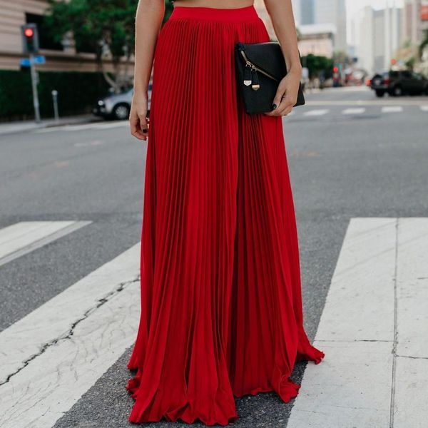 beach bohemia women solid color pleated full length elastic maxi long skirt, Black;gray
beach bohemia women solid color pleated full length elastic maxi long skirt, Black;gray