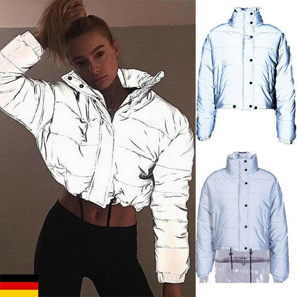 women's down & parkas winter reflective short coat thickening luminous jacket night sports solid color casual street wear, Black
women's down & parkas winter reflective short coat thickening luminous jacket night sports solid color casual street wear, Black
