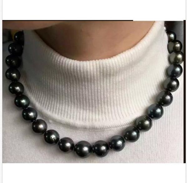 abba stunning10-11mm round tahitian black green pearl necklace 18inch 925s, Silver
abba stunning10-11mm round tahitian black green pearl necklace 18inch 925s, Silver