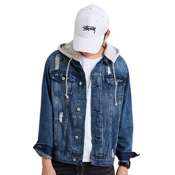 denim jacket male 2019 new blue hole patch with hat denim jacket spring and autumn men's long sleeve more size s-xxl, Black;brown
denim jacket male 2019 new blue hole patch with hat denim jacket spring and autumn men's long sleeve more size s-xxl, Black;brown
