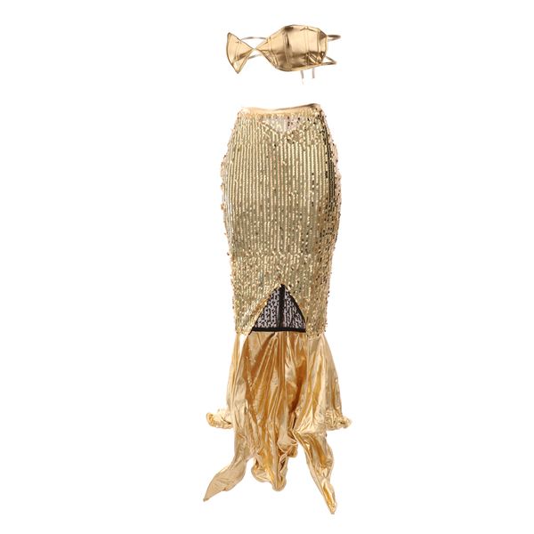 shiny gold sequin mermaid costume set fancy party dress up outfit for women, White
shiny gold sequin mermaid costume set fancy party dress up outfit for women, White