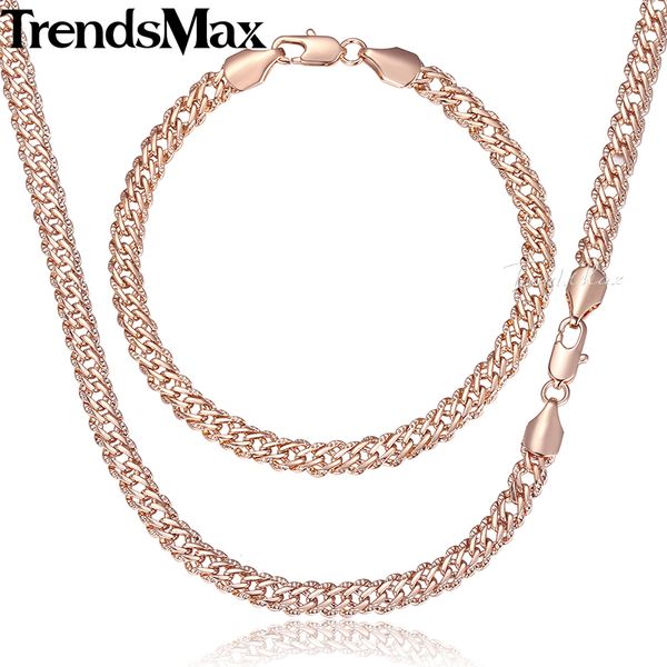 trendsmax jewelry set bracelet necklace for women 585 rose gold filled women's bracelet venetian link chain necklace 5mm kgs280, Silver
trendsmax jewelry set bracelet necklace for women 585 rose gold filled women's bracelet venetian link chain necklace 5mm kgs280, Silver