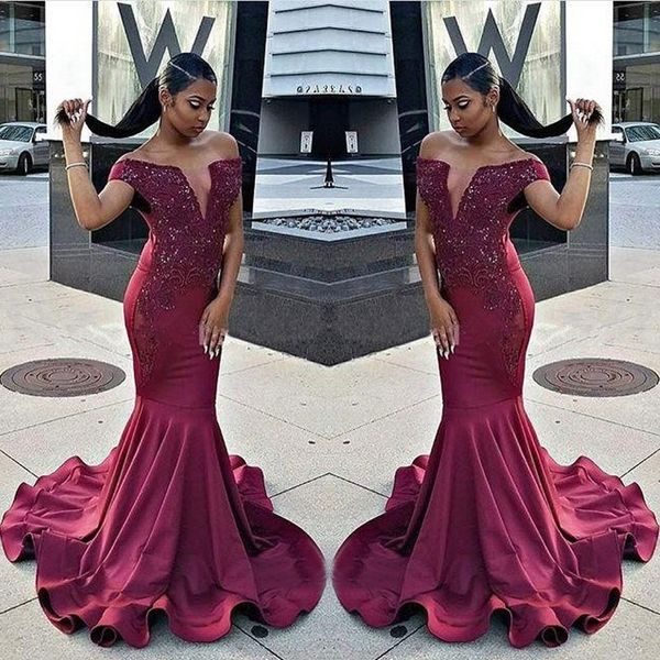 modern burgundy beads sequins lace appliqued mermaid evening dress graceful black girl off the shoulder zipper back long prom dress, Black;red
modern burgundy beads sequins lace appliqued mermaid evening dress graceful black girl off the shoulder zipper back long prom dress, Black;red