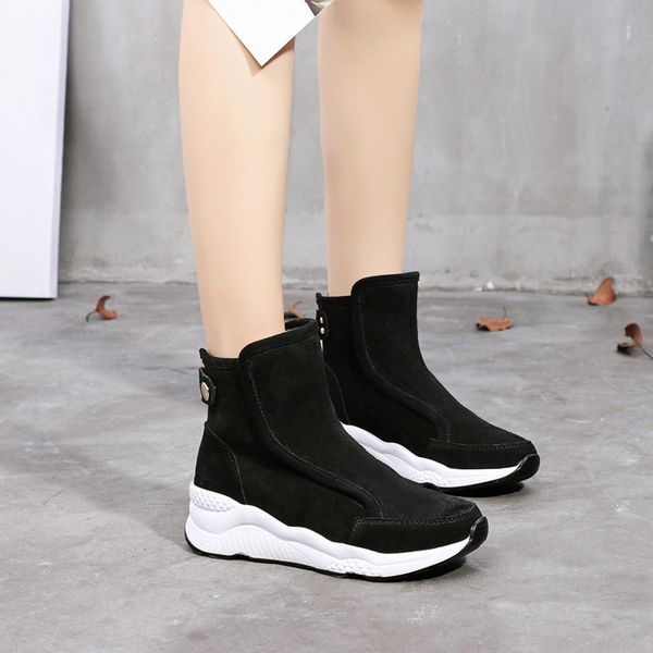 casual women's genuine leather snow boots wild platform plush shoes ladies thick cotton shoes wild non-slip outdoor ankle boots, Black
casual women's genuine leather snow boots wild platform plush shoes ladies thick cotton shoes wild non-slip outdoor ankle boots, Black