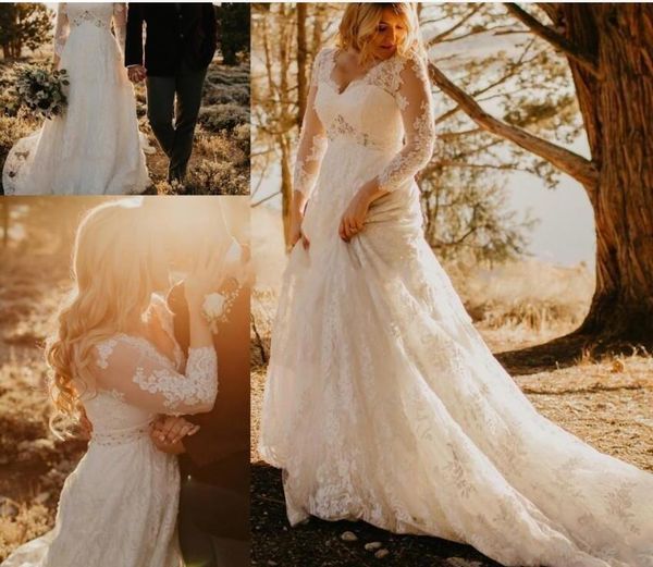 Plus Size A Line Country Wedding Dresses Elegant Full Lace Bridal Gown With Long Sleeves Sash Beaded Custom Made Vestido De Novia
Plus Size A Line Country Wedding Dresses Elegant Full Lace Bridal Gown With Long Sleeves Sash Beaded Custom Made Vestido De Novia