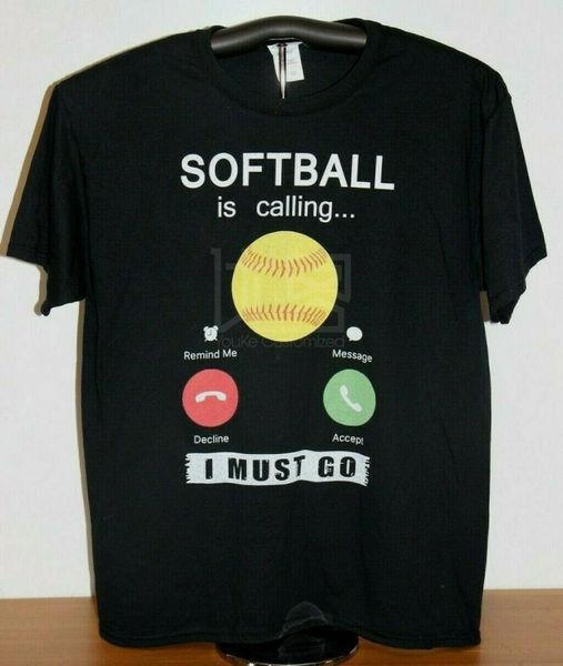 softball players lovers- softball is calling-i must go t-shirt large black style natural cotton o-neck tee shirt, White;black 
softball players lovers- softball is calling-i must go t-shirt large black style natural cotton o-neck tee shirt, White;black