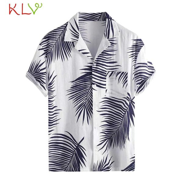 blouse shirt men summer hawaii print pocket short sleeve casual beach shirt button male homme jogging clothes 19my, White;black