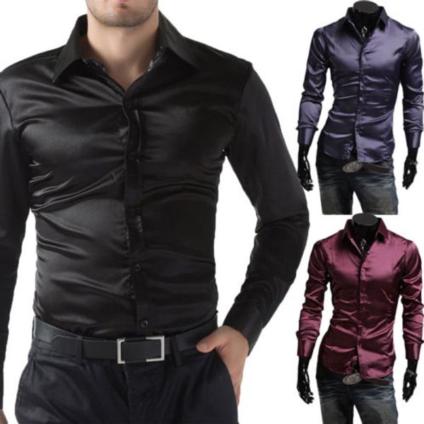 mens long sleeve casual shirt luxury wedding silk-like satin dress shirt uk men's casual shirts, White;black
mens long sleeve casual shirt luxury wedding silk-like satin dress shirt uk men's casual shirts, White;black