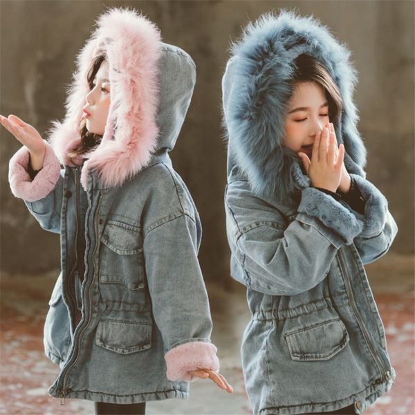 2019 brand winter kids girls denim jacket children plus thick velvet jacket fur hooded warm jeans coat cotton outwear for girl, Blue;gray
2019 brand winter kids girls denim jacket children plus thick velvet jacket fur hooded warm jeans coat cotton outwear for girl, Blue;gray