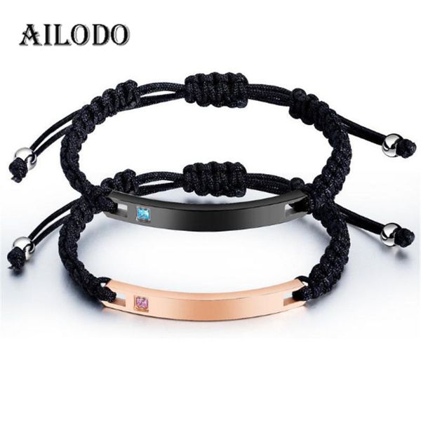 charm bracelets ailodo handmade black rope chain for women men cz pave stainless steel couple fashion jewelry gift 20may12, Golden;silver
charm bracelets ailodo handmade black rope chain for women men cz pave stainless steel couple fashion jewelry gift 20may12, Golden;silver
