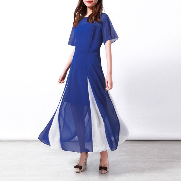 2020 dress high waist longuette round neck bat short sleeve waist longuette spelling color chiffon dress, Black;gray
2020 dress high waist longuette round neck bat short sleeve waist longuette spelling color chiffon dress, Black;gray