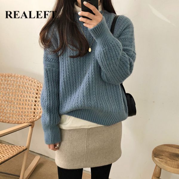 realeft autumn winter warm long sleeve o-neck solid loose women's sweaters pullover korean style minimalist knitting sweater casual, White;black
realeft autumn winter warm long sleeve o-neck solid loose women's sweaters pullover korean style minimalist knitting sweater casual, White;black