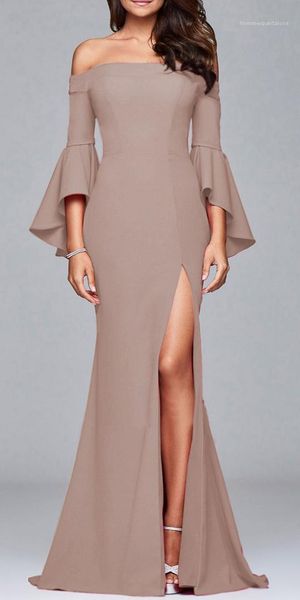 neck flare sleeve womens maxi dress elegant ladies formal dress solid color womens party dresses slash, White;black
neck flare sleeve womens maxi dress elegant ladies formal dress solid color womens party dresses slash, White;black