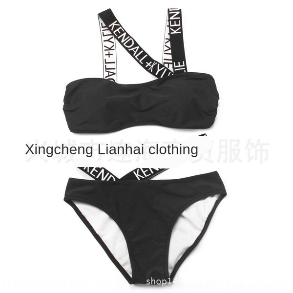 2020 nylon letter shoulder strap bikini bikini swimsuit women's swimsuit, White;black
2020 nylon letter shoulder strap bikini bikini swimsuit women's swimsuit, White;black