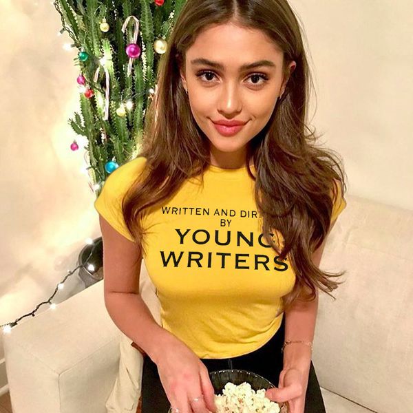 cotton yellow t shirt women slim short sleeve female t-shirt letter printed crop fashion, White
cotton yellow t shirt women slim short sleeve female t-shirt letter printed crop fashion, White