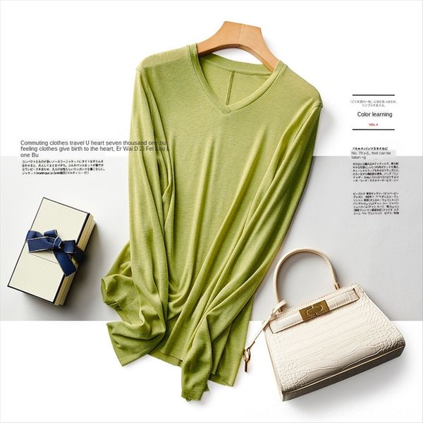 base women's season silk t- shirt 2020 early temperament western style small shirt silk long sleeve t-shirt, White 
base women's season silk t- shirt 2020 early temperament western style small shirt silk long sleeve t-shirt, White