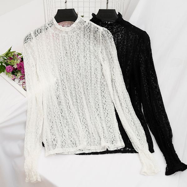 elegant women autumn flare sleeve ruffles basic hollow out polka dot lace flower shirt vintage elastic slim pullover blouse, White
elegant women autumn flare sleeve ruffles basic hollow out polka dot lace flower shirt vintage elastic slim pullover blouse, White