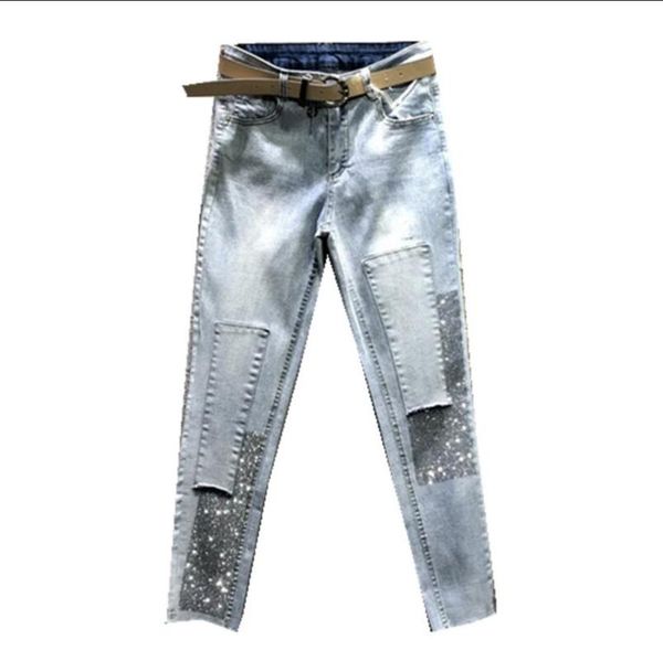 women jeans 2020 spring new light-colored rhinestone high waist stretch slim pencil denim pants boyfriend jeans trousers, Blue
women jeans 2020 spring new light-colored rhinestone high waist stretch slim pencil denim pants boyfriend jeans trousers, Blue
