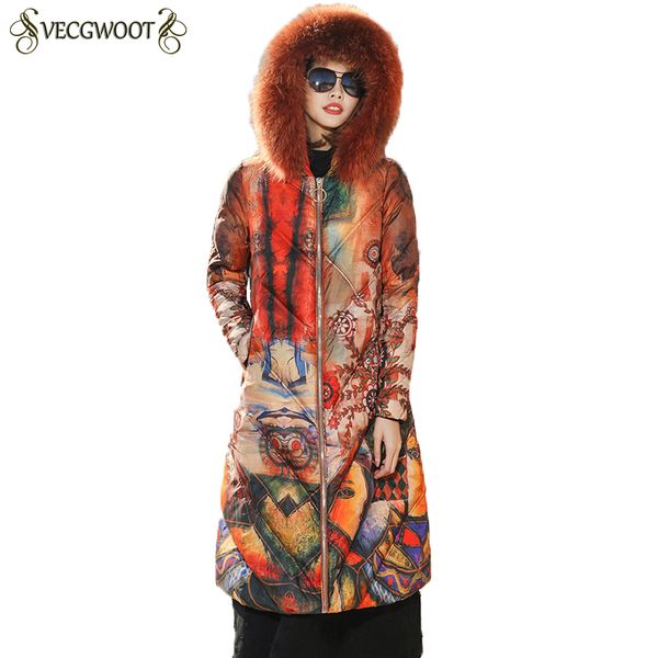 2018 new winter print loose down jacket coat women raccoon fur collar hooded warm jacket female outwear hp376, Black
2018 new winter print loose down jacket coat women raccoon fur collar hooded warm jacket female outwear hp376, Black