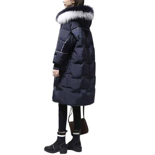 2019 winter women large real raccoon fur collar hooded white duck down jacket plus size female long coat thick warm parka m12, Black
2019 winter women large real raccoon fur collar hooded white duck down jacket plus size female long coat thick warm parka m12, Black