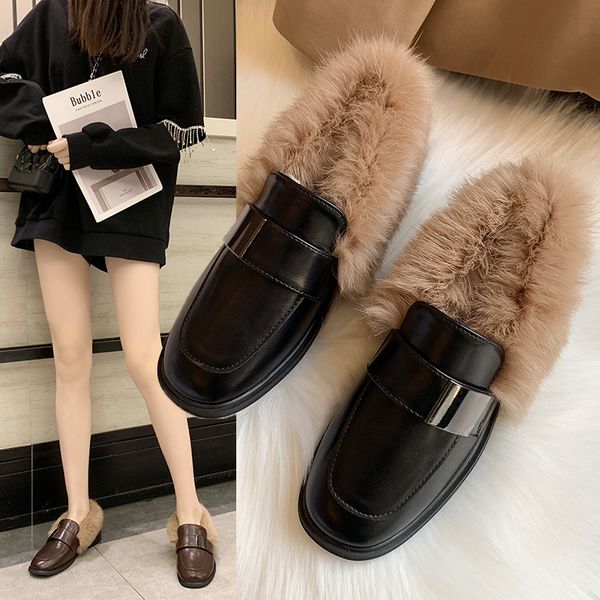 metal chains leather flats loafers women shoes winter warm mules celebrity fur flat creepers soft moccasins zapatos de mujer, Black
metal chains leather flats loafers women shoes winter warm mules celebrity fur flat creepers soft moccasins zapatos de mujer, Black