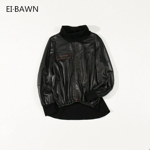 women genuine leather jacket black elastic waist high neck slim fit korean style streetwear real sheepskin female casual jackets
women genuine leather jacket black elastic waist high neck slim fit korean style streetwear real sheepskin female casual jackets