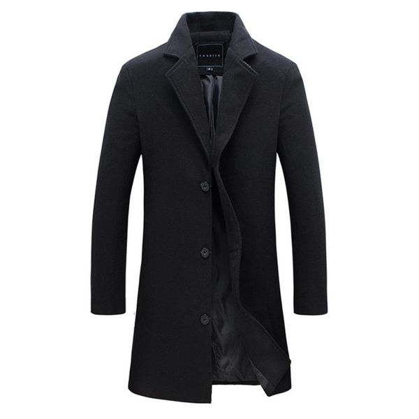 2019 fashion men's wool coat winter warm solid color long trench jacket male single breasted business casual overcoat parka, Black
2019 fashion men's wool coat winter warm solid color long trench jacket male single breasted business casual overcoat parka, Black