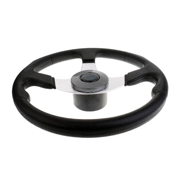 aluminum alloy marine boat yacht steering wheel 3 spoke 340mm fits standard 3/4 inch tapered shaft 
aluminum alloy marine boat yacht steering wheel 3 spoke 340mm fits standard 3/4 inch tapered shaft