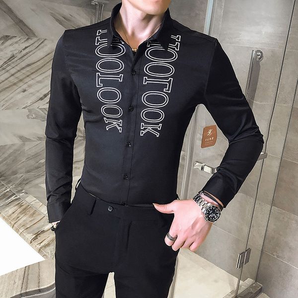 fashion 2020 letter embroidery shirts for men streetwear long sleeve mens casual shirts slim fit night club party dress s-5xl, White;black
fashion 2020 letter embroidery shirts for men streetwear long sleeve mens casual shirts slim fit night club party dress s-5xl, White;black