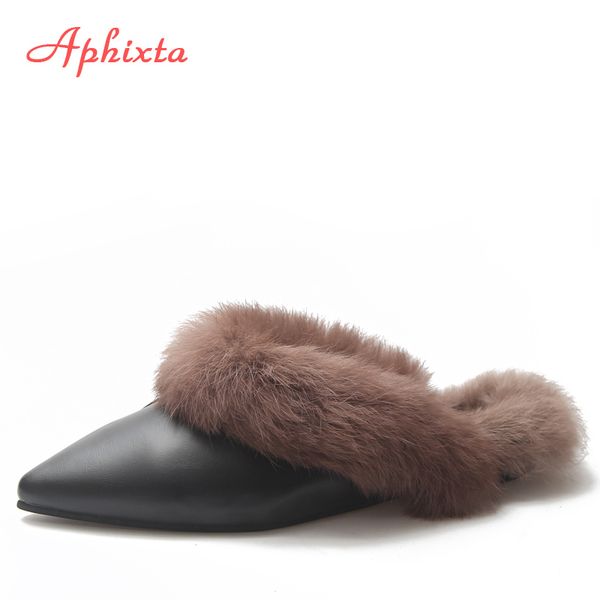 aphixta pointed toe women slippers 100% real animal fur mules footwear buckle shoes real hair slippers women fur shoes woman, Black
aphixta pointed toe women slippers 100% real animal fur mules footwear buckle shoes real hair slippers women fur shoes woman, Black
