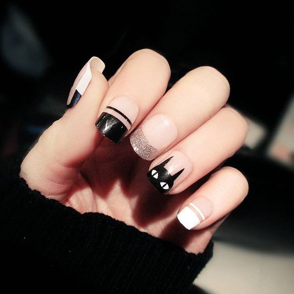 24pcs nude pink black color false nails diy size design full cover nail art tips girls cute cat printing fake nail, Red;gold
24pcs nude pink black color false nails diy size design full cover nail art tips girls cute cat printing fake nail, Red;gold