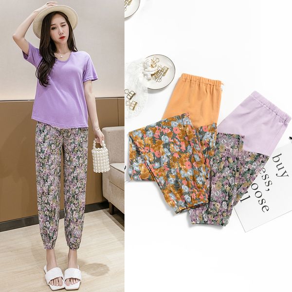 9391# summer thin vintage floral printed chiffon maternity pants 3xl 4xl plus size belly pants for pregnant women preganncy, White
9391# summer thin vintage floral printed chiffon maternity pants 3xl 4xl plus size belly pants for pregnant women preganncy, White