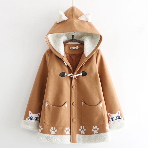 kawaii cat footprint embroidery personalized horn buttons women 3d ears hood coat outwear, Black
kawaii cat footprint embroidery personalized horn buttons women 3d ears hood coat outwear, Black